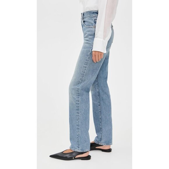 Women's Longline Straight Jeans Cotton Light Wash 27 Waist 5-Pocket - Picture 4 of 6